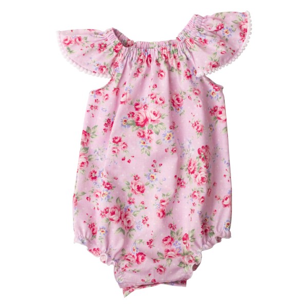 Pink Summer Floral Collection6 Flutter Sleeve Romper