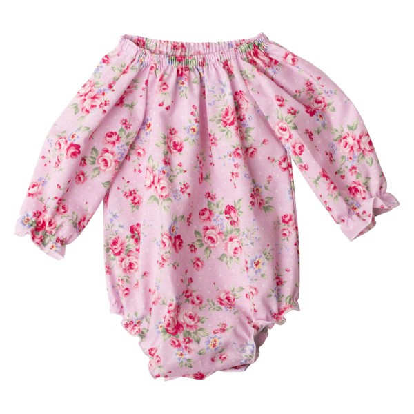 Pink Summer Floral Collection7 Long Sleeve Fabric Romper