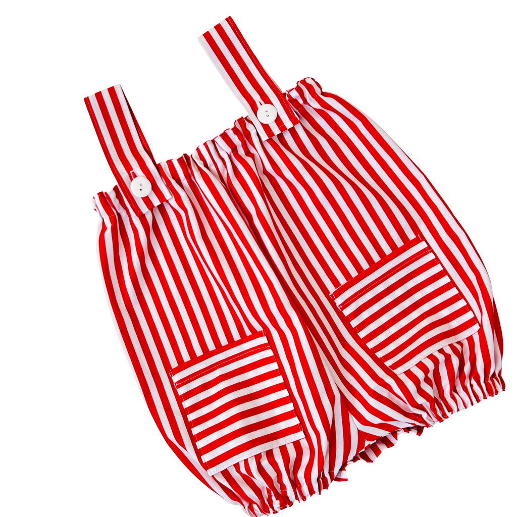 Red Candy Cane Stripes Overalls