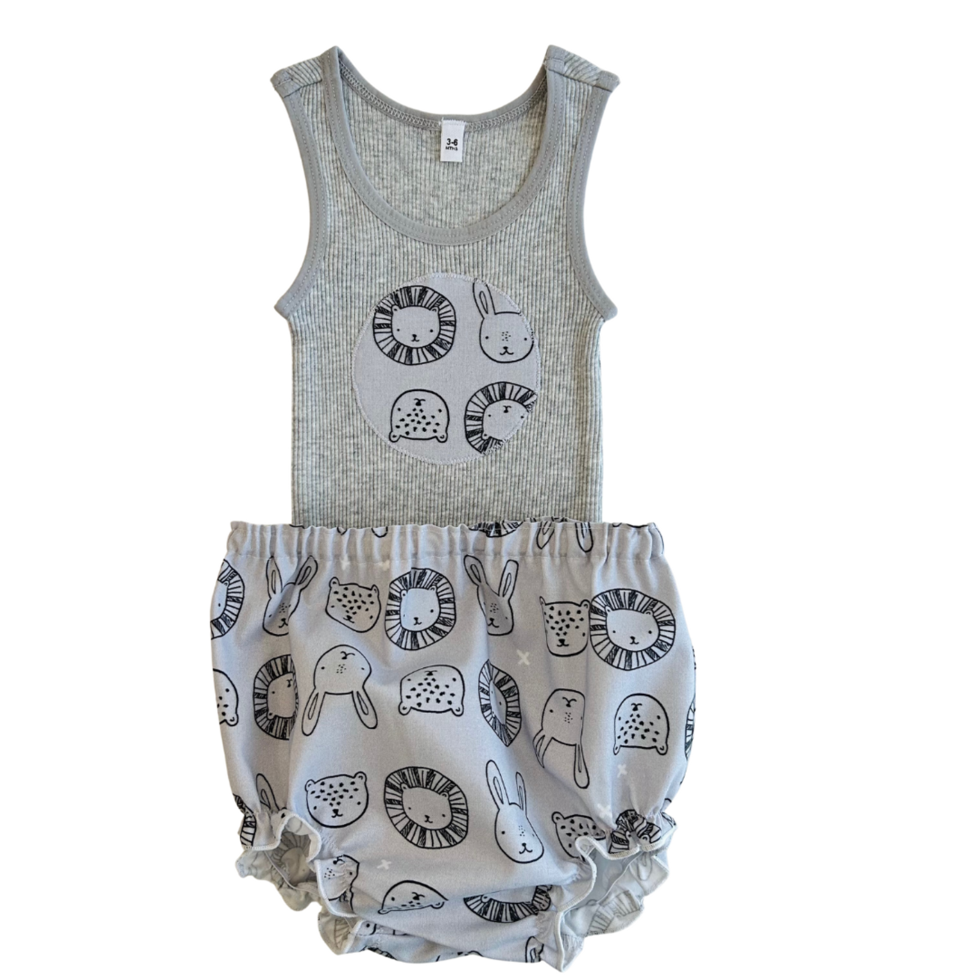 Animal Faces Singlet & Bloomer Set