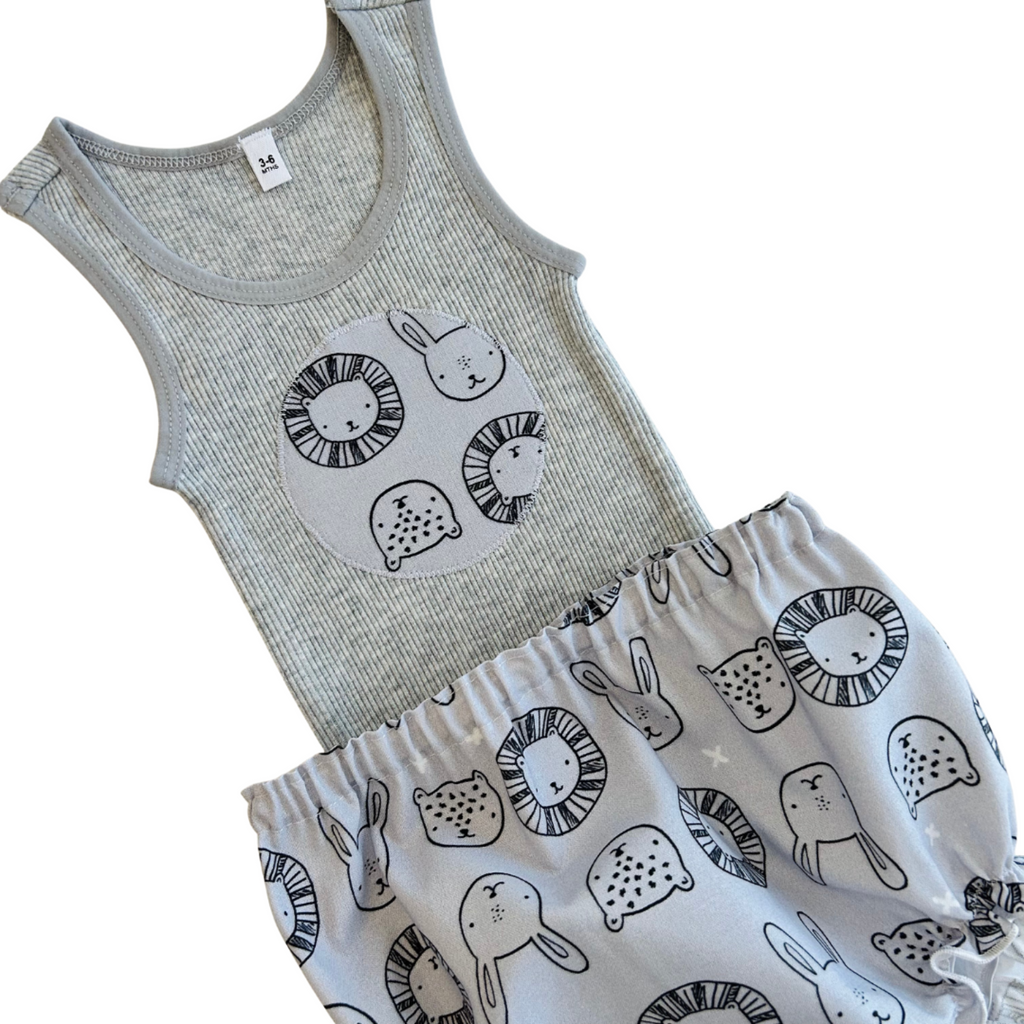 Animal Faces Singlet & Bloomer Set