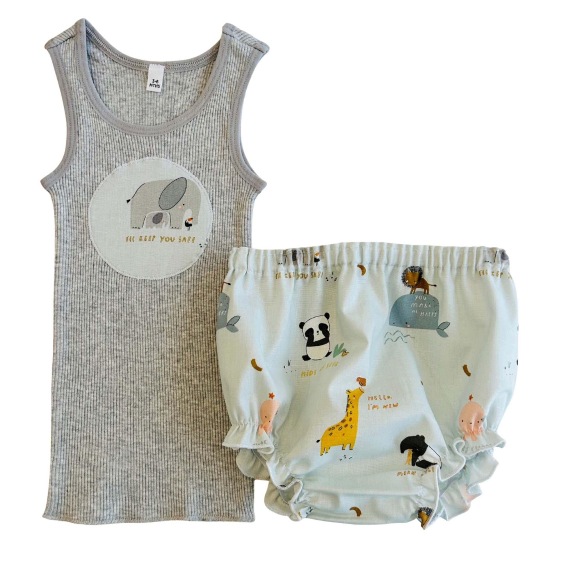 Zoo Animals Singlet & Bloomer Set