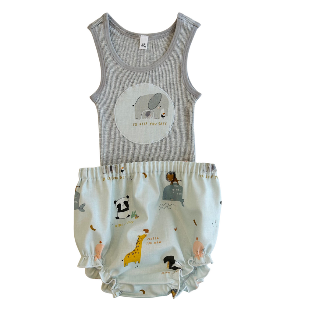 Zoo Animals Singlet & Bloomer Set