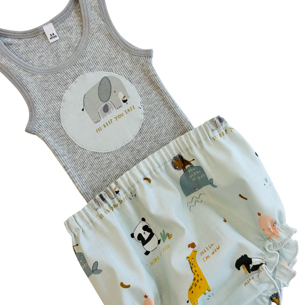 Zoo Animals Singlet & Bloomer Set