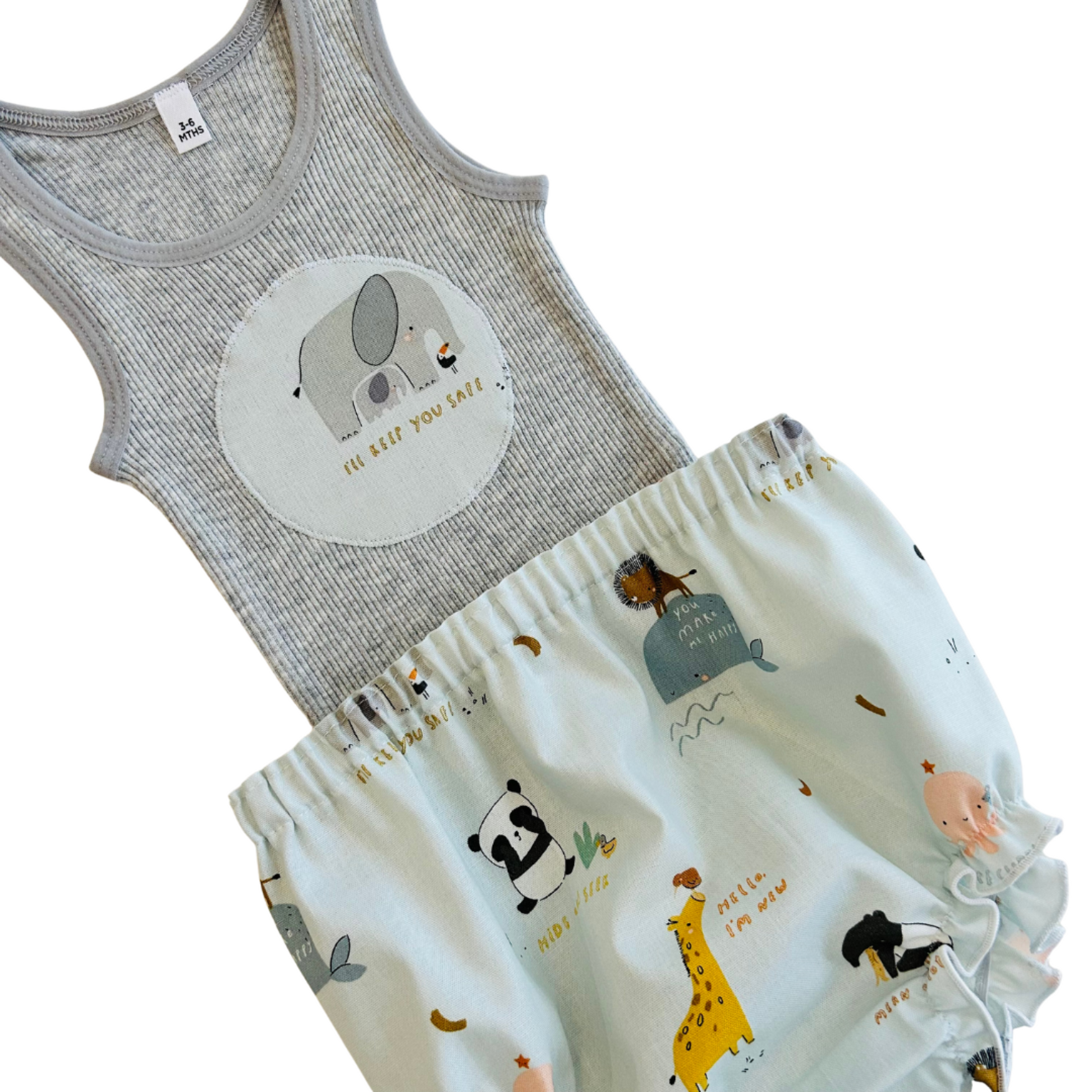 Zoo Animals Singlet & Bloomer Set