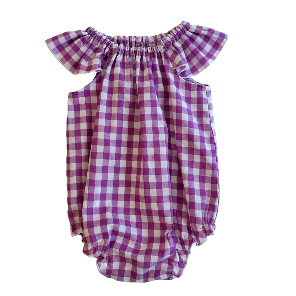 Lilac Gingham Love Flutter Romper