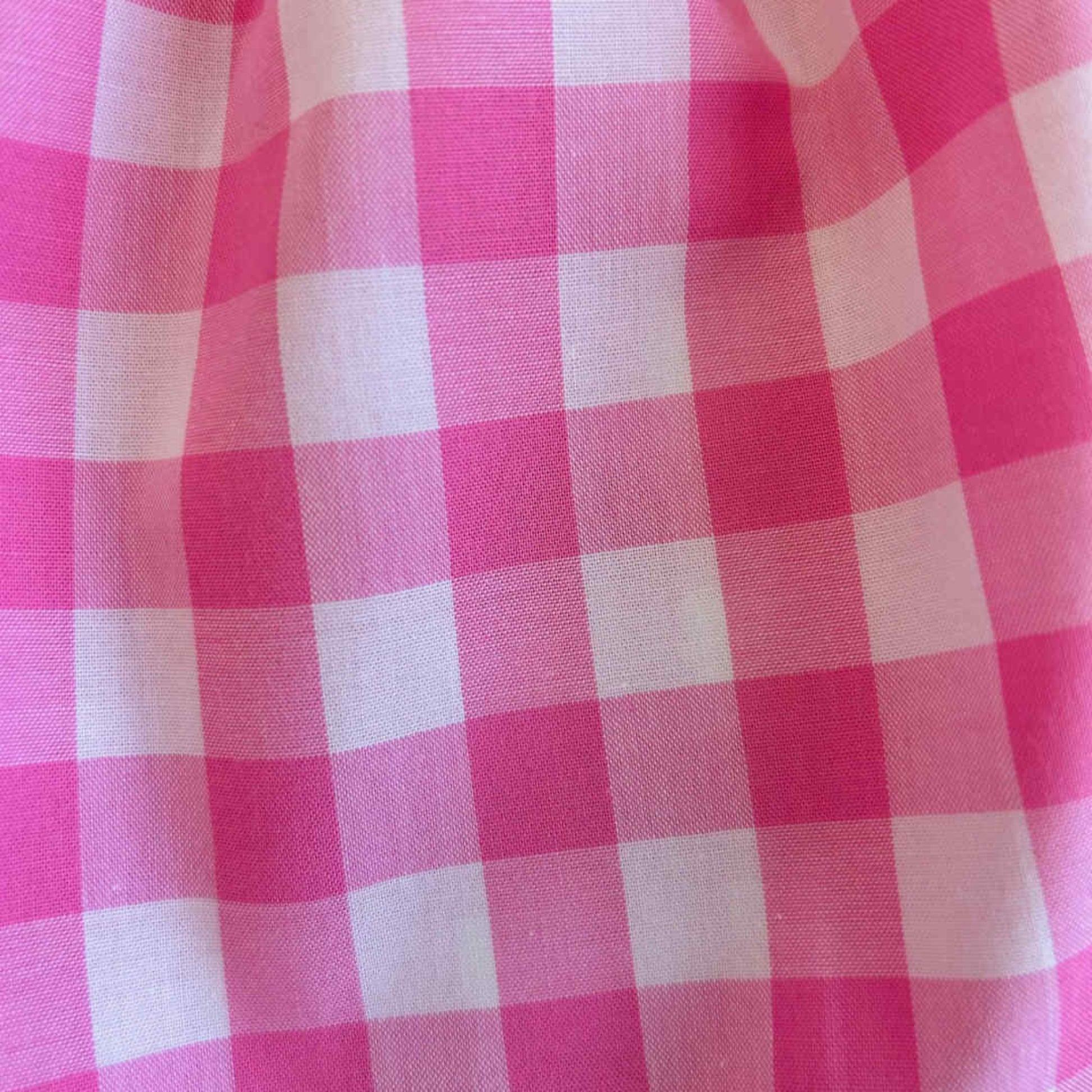 Close-up of pink and white checkered fabric