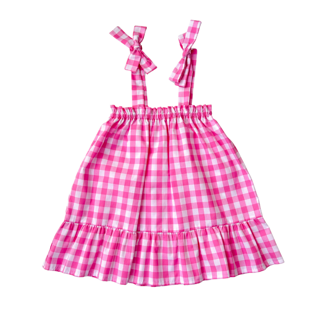Pink Gingham Bow Dress