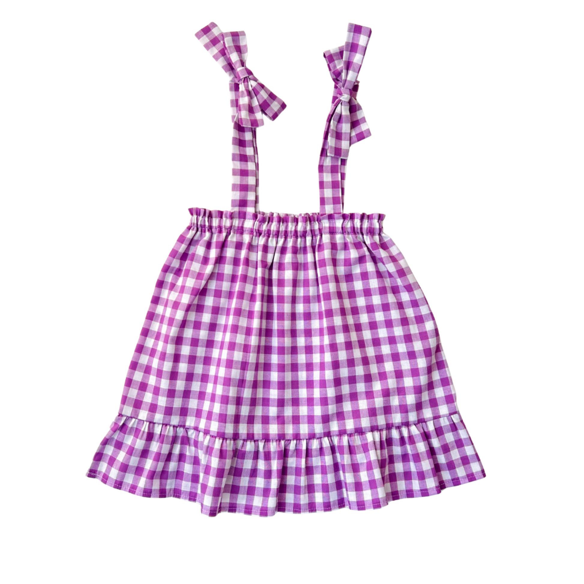 Lilac Gingham Bow Dress