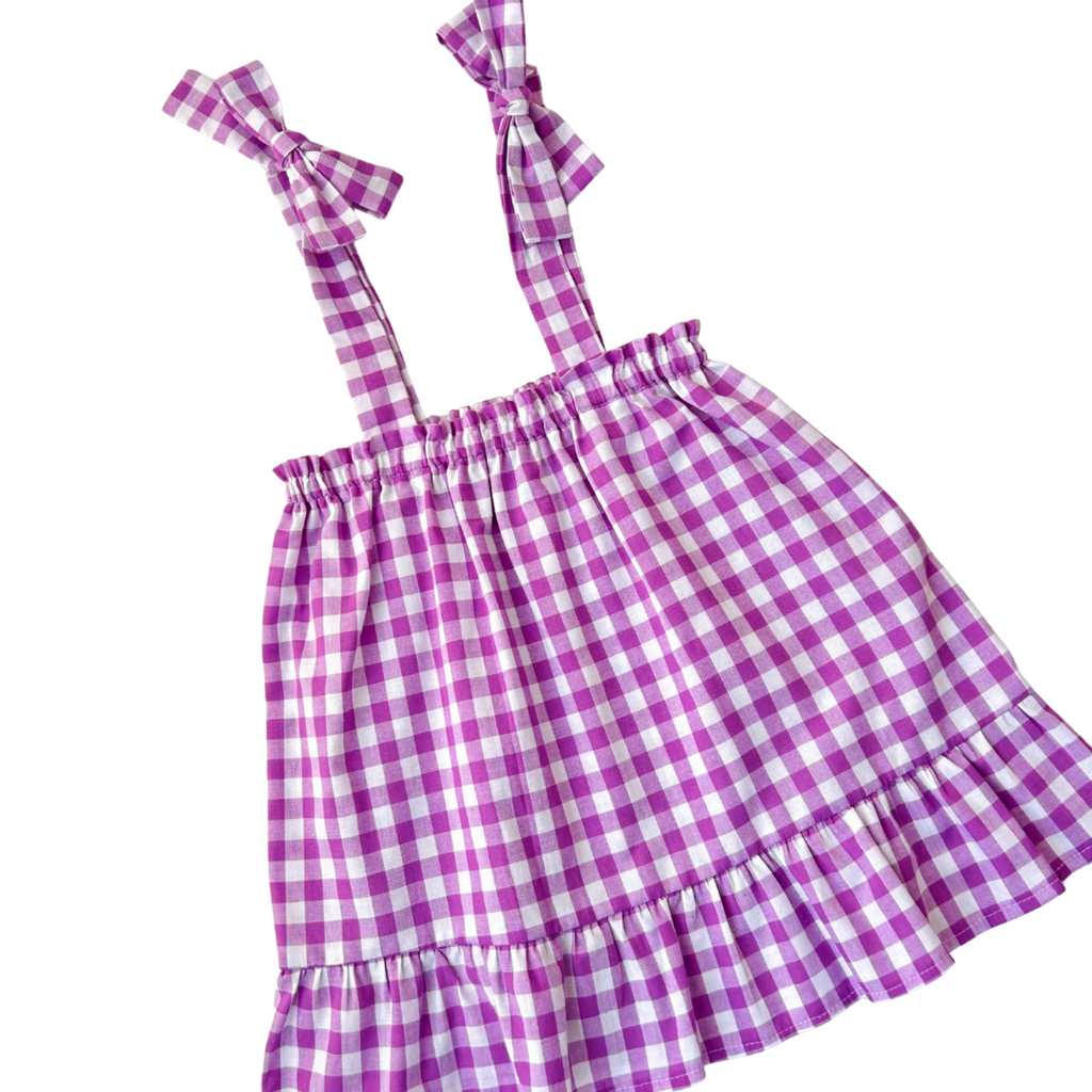 Lilac Gingham Bow Dress
