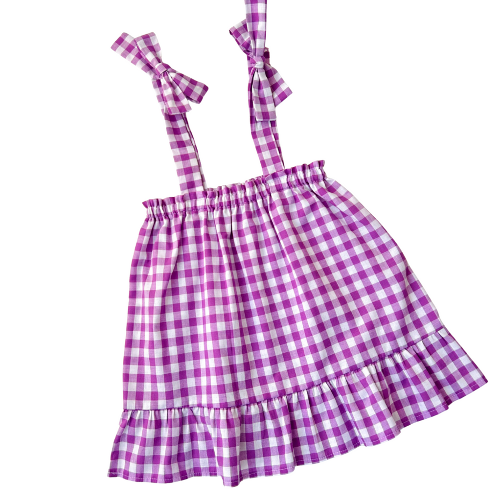Lilac Gingham Bow Dress