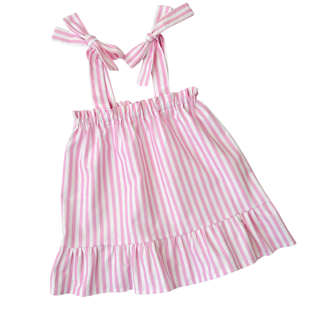 Pink Candy Stripe Bow Dress