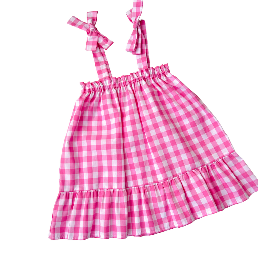 Pink Gingham Bow Dress