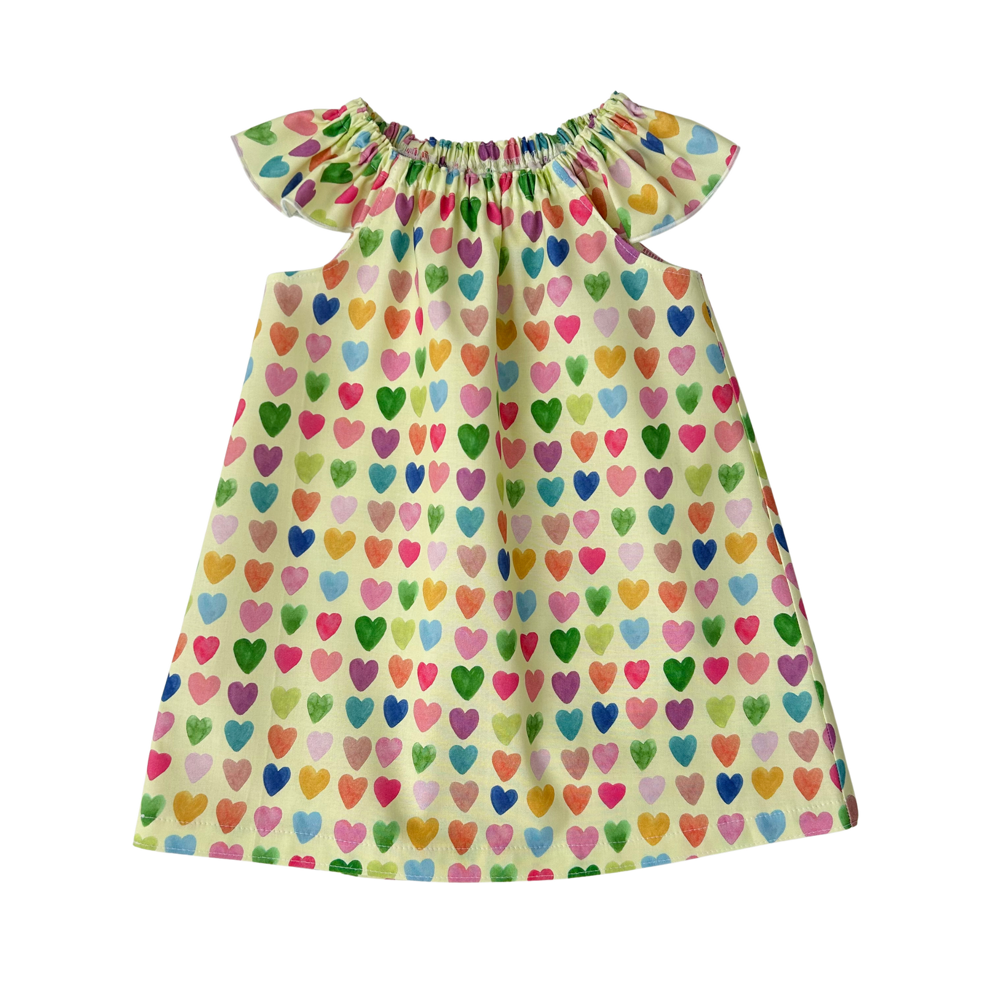 Lemon Love Hearts Flutter Dress