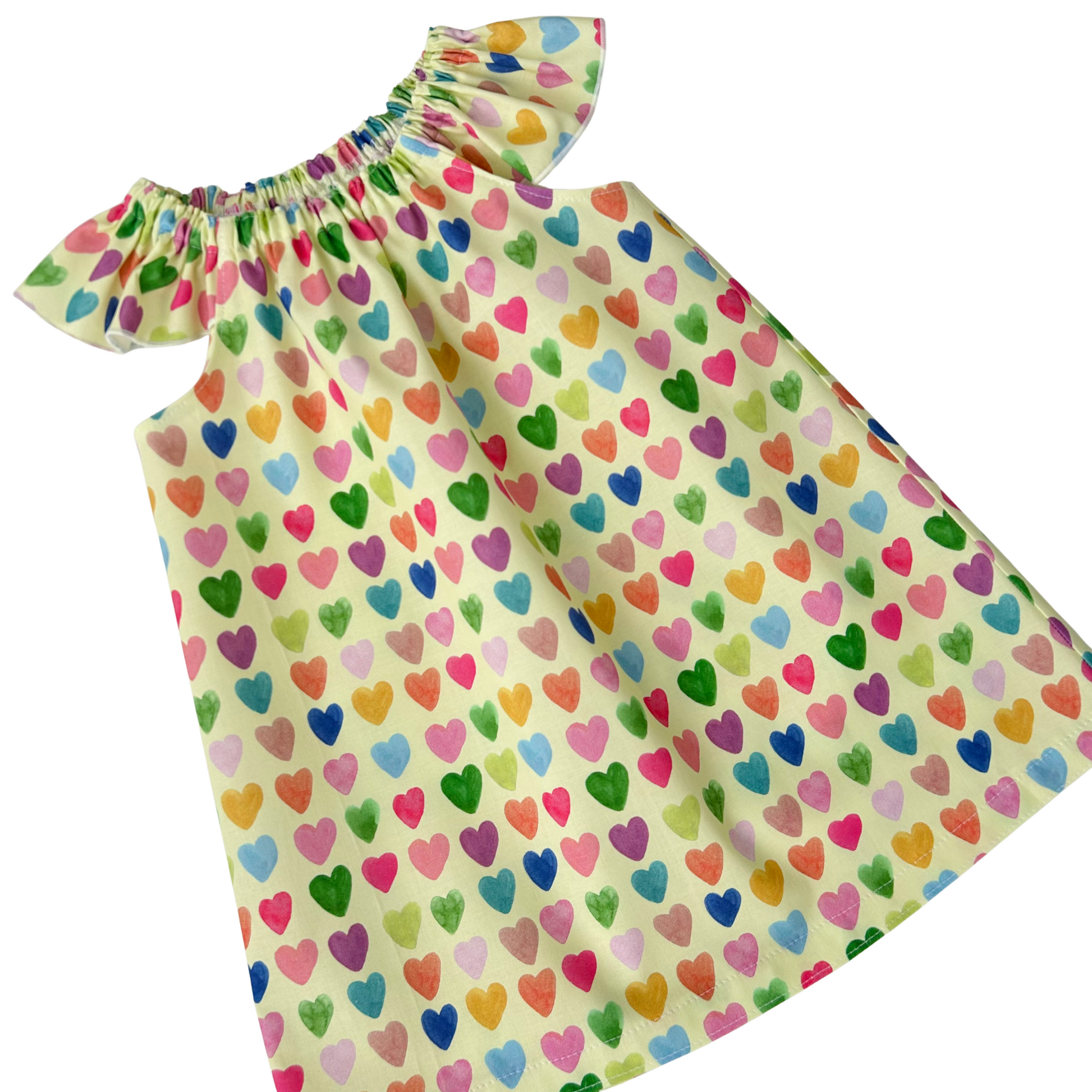 Lemon Love Hearts Flutter Dress