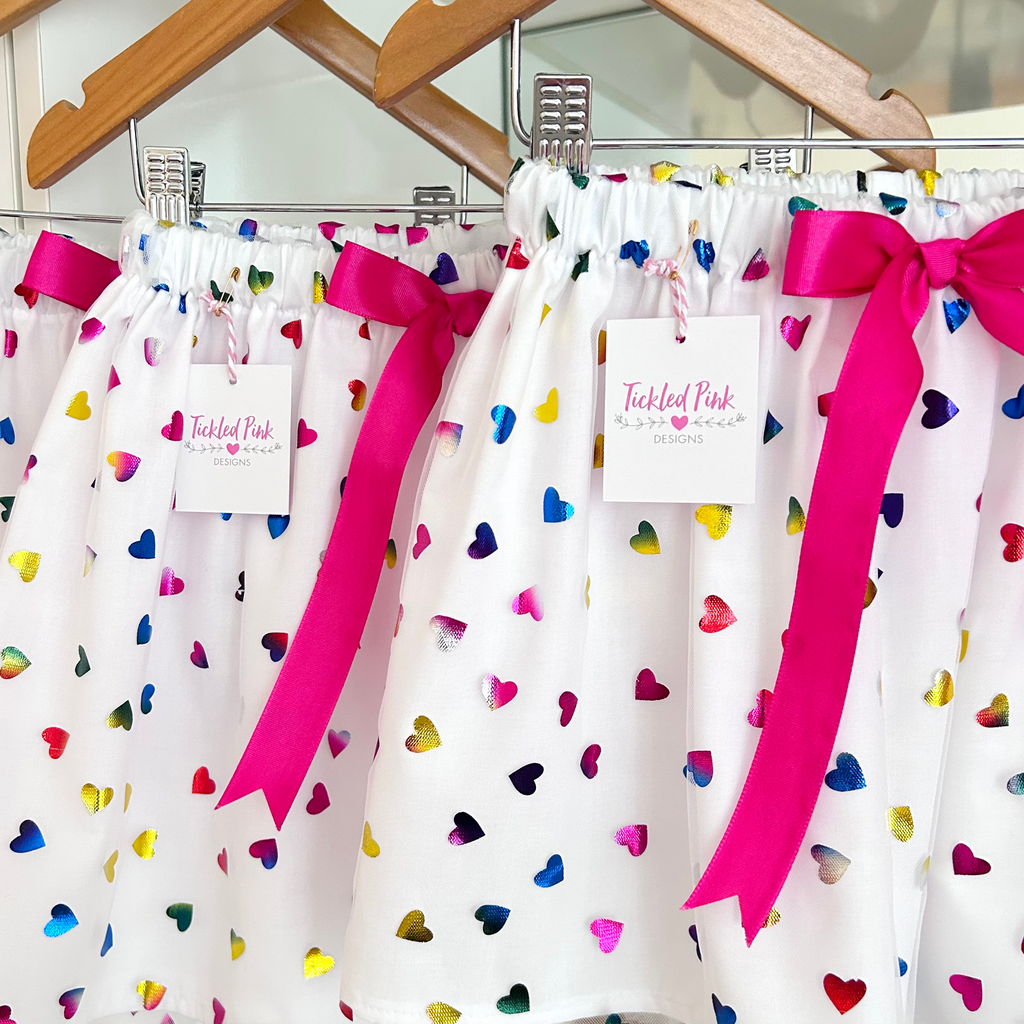 Rainbow Hearts Tutu Skirt