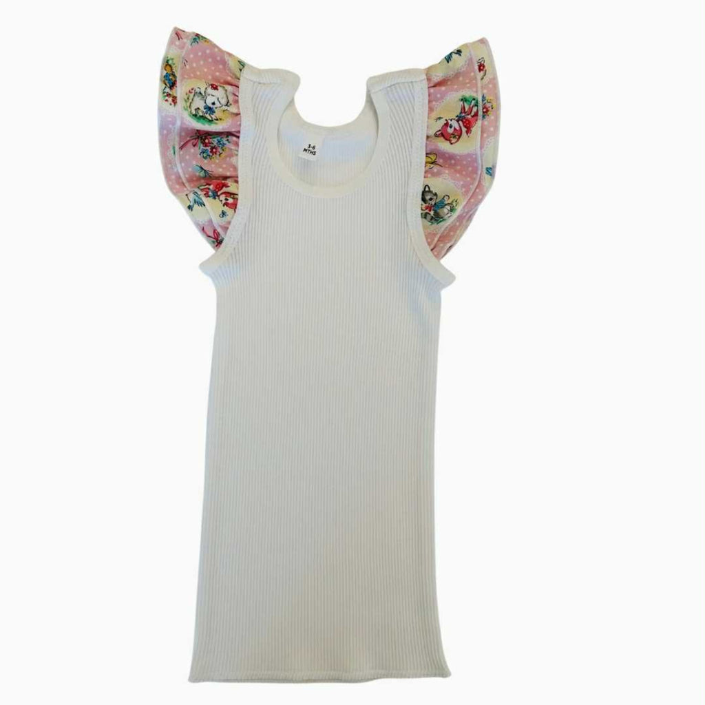 Kawaii Pink Animals  Frilly Singlet & Bloomer Set