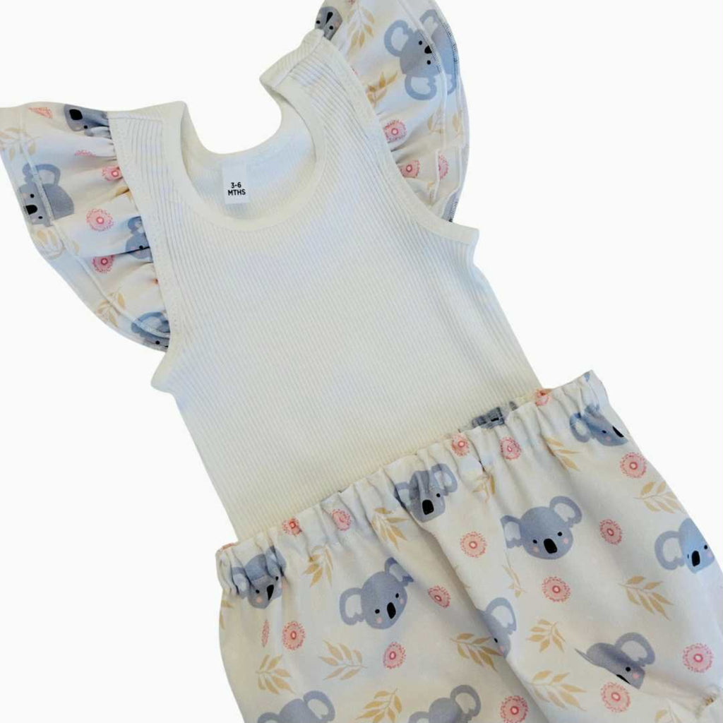 Koala Love Frilly Singlet & Bloomer Set