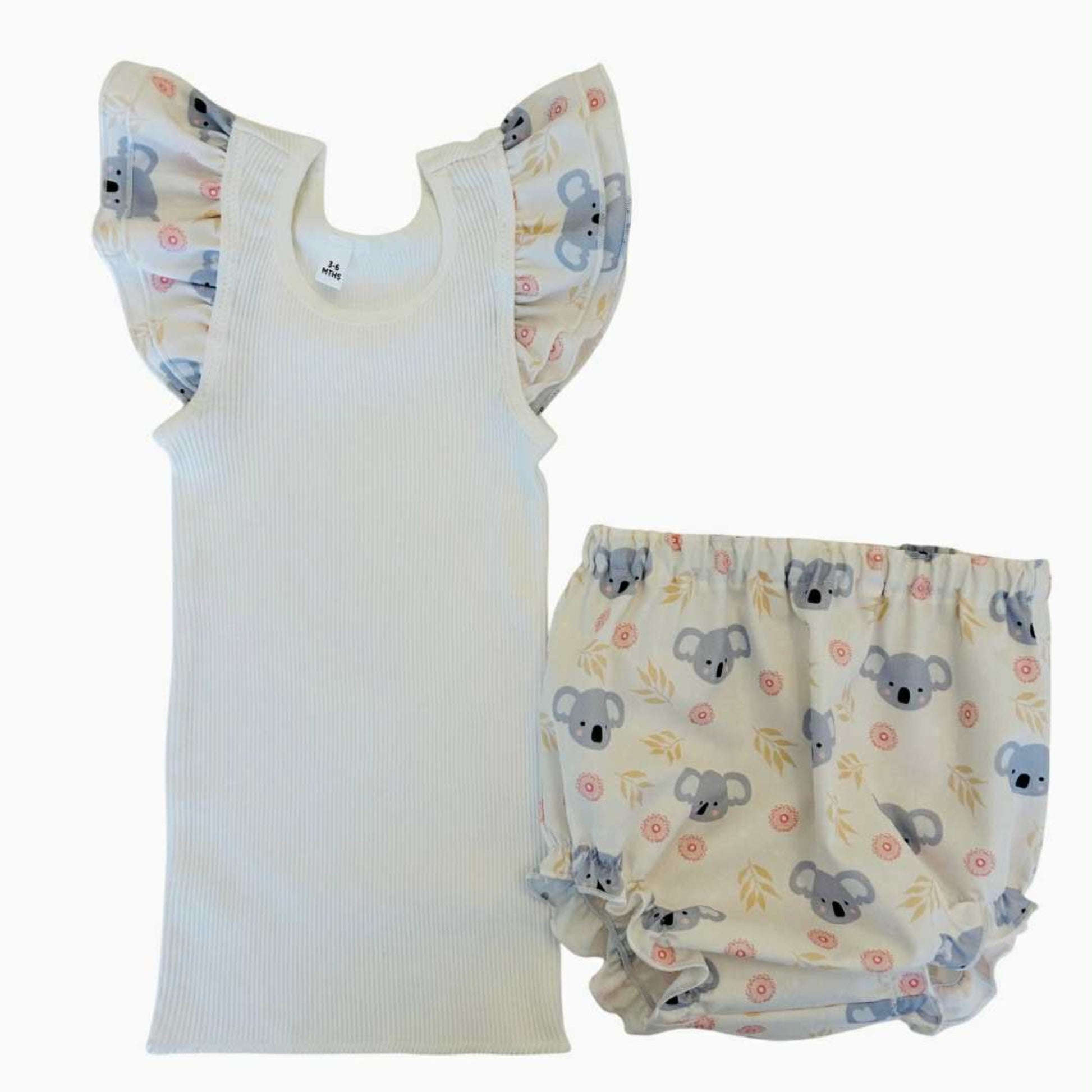 Koala Love Frilly Singlet & Bloomer Set
