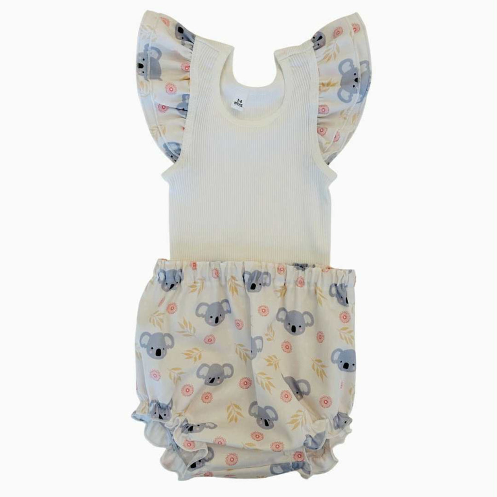 Koala Love Frilly Singlet & Bloomer Set