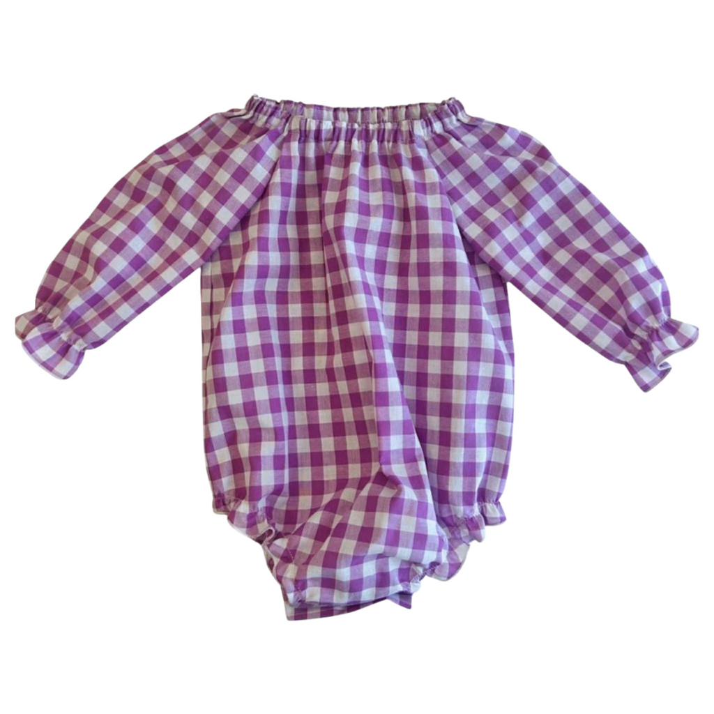 Lilac Gingham Smock Romper