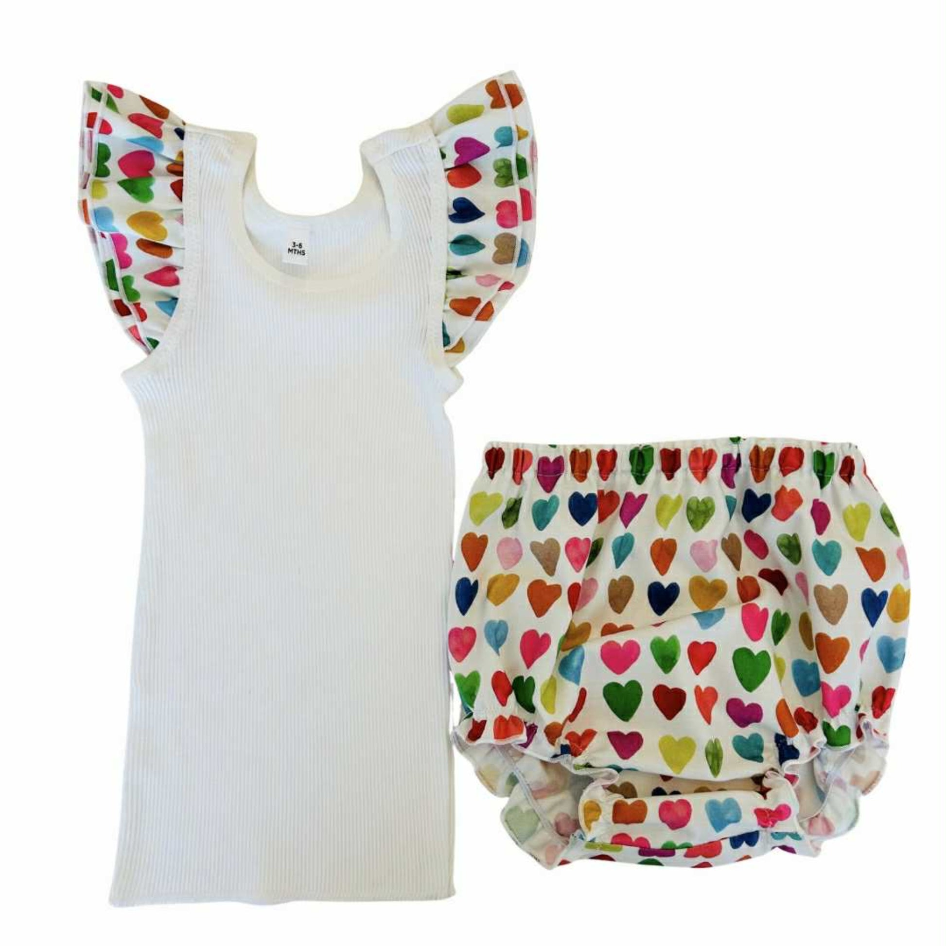 Love Hearts Frilly Singlet Top & Bloomer Set