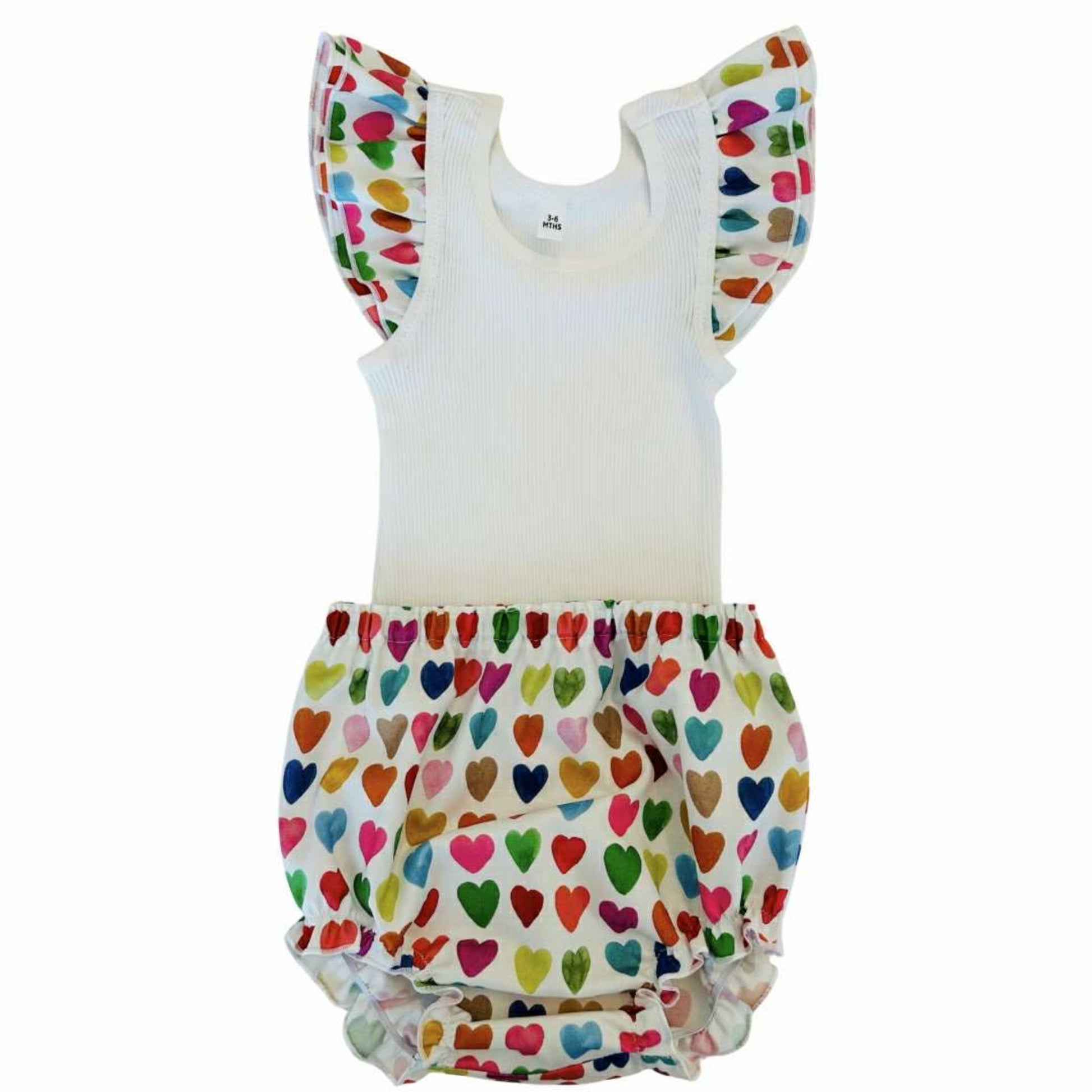 Love Hearts Frilly Singlet Top & Bloomer Set