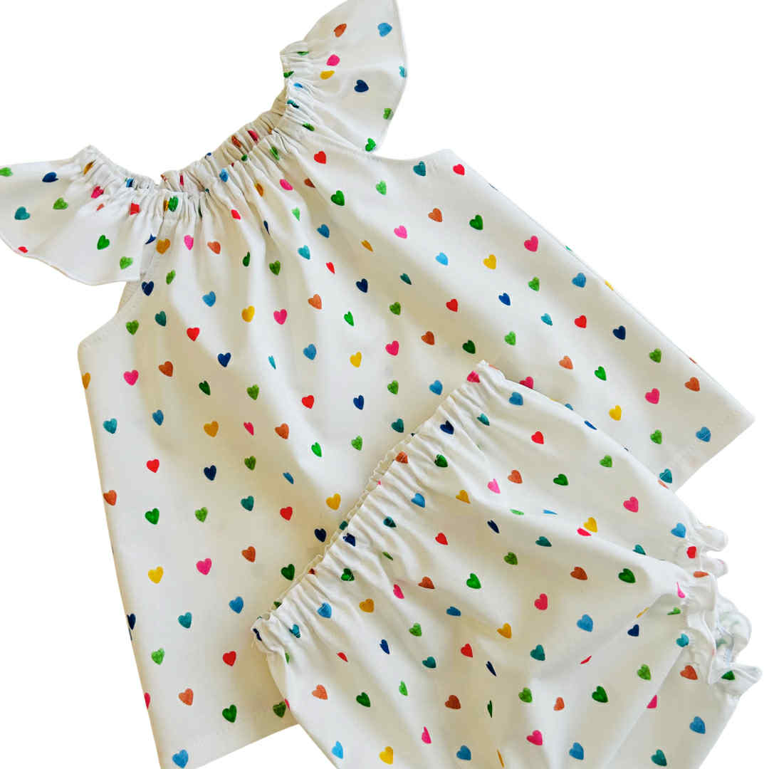Love Hearts Mini Flutter Top & Bloomer Set
