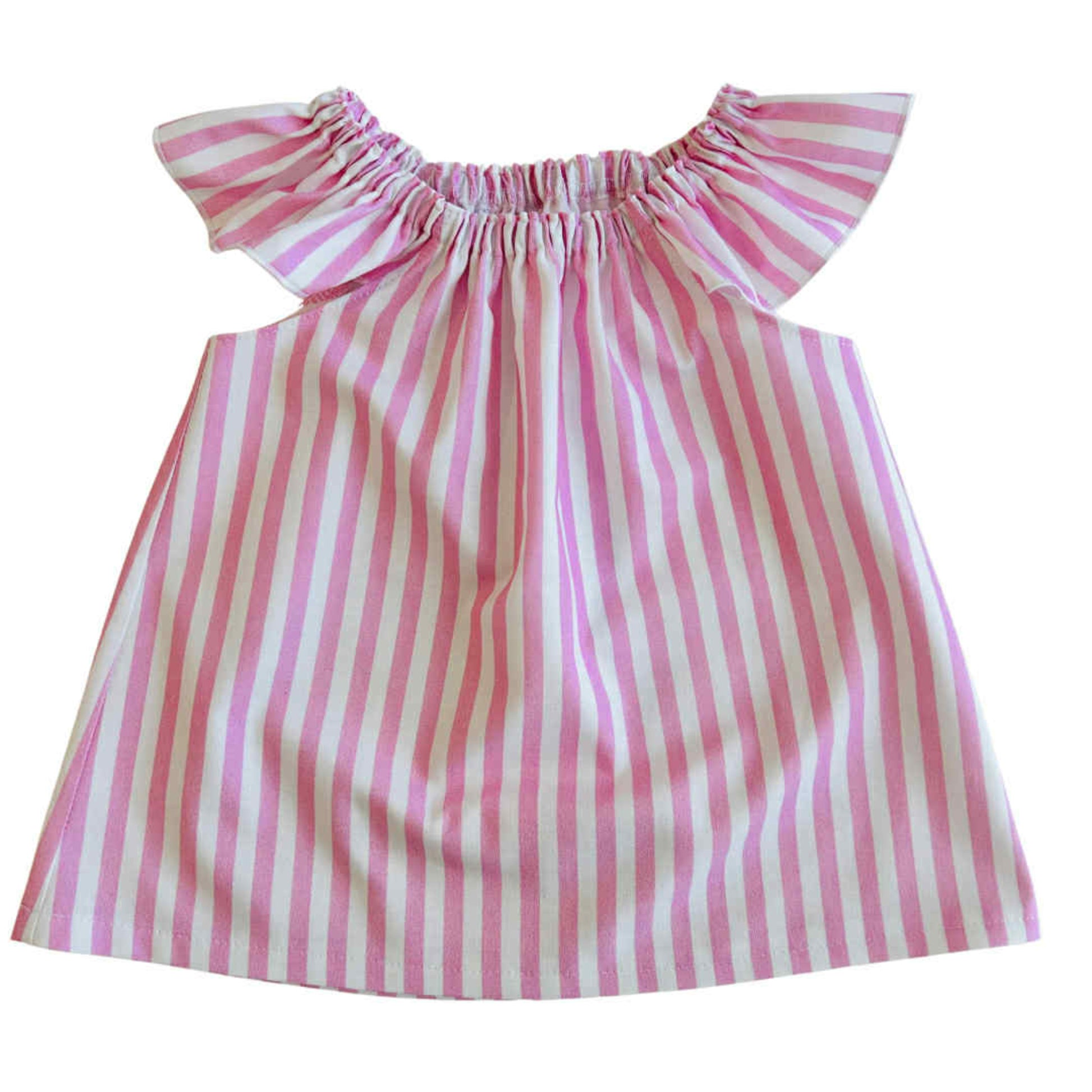 Pink Candy Stripes Flutter Top & Bloomer Set