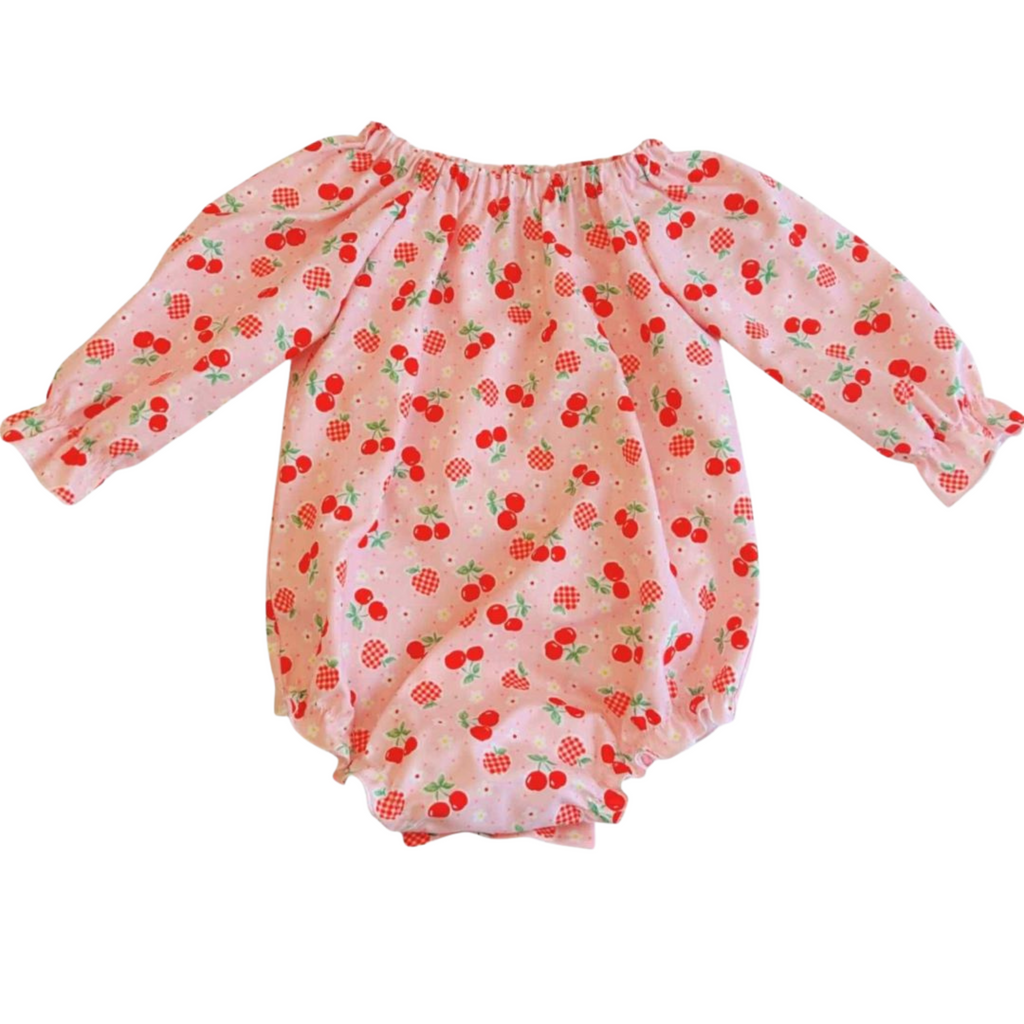 Pink Cherry Smock Romper