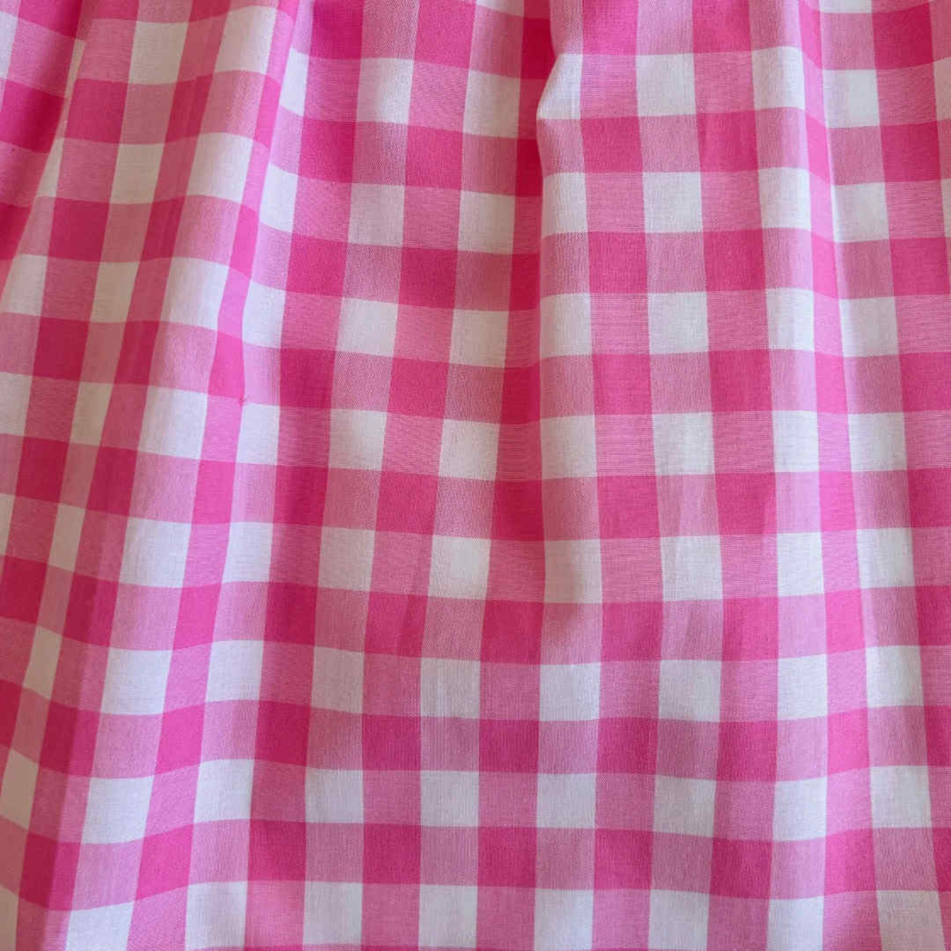 Close-up of pink and white checkered fabric