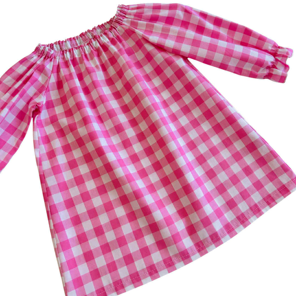 Pink Gingham Love Smock Dress