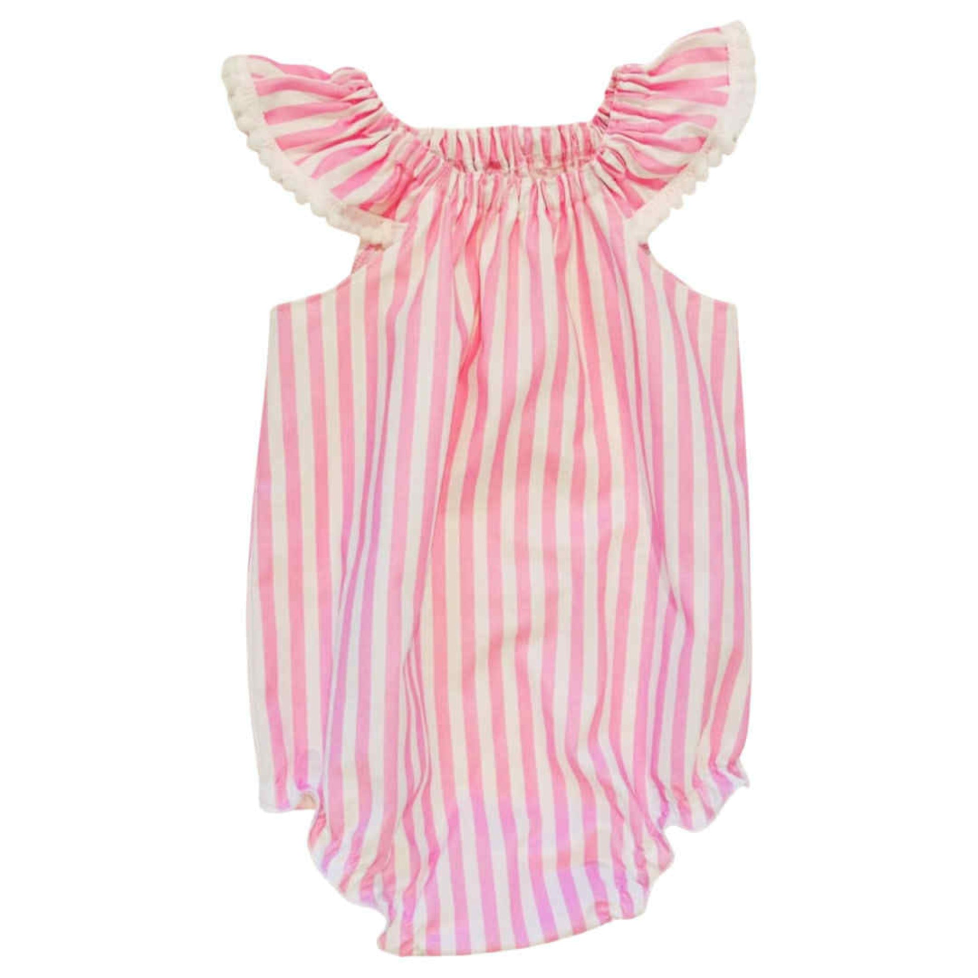 Pink Stripe Flutter Romper