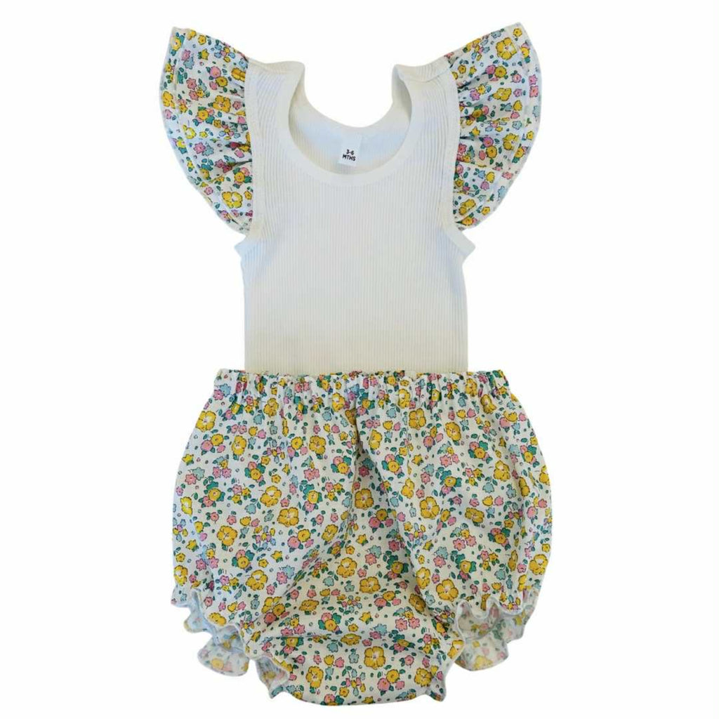 Springtime Blossom  Frilly Singlet & Bloomer Set