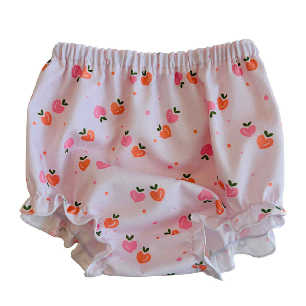 Baby bloomers strawberry pattern on a white background