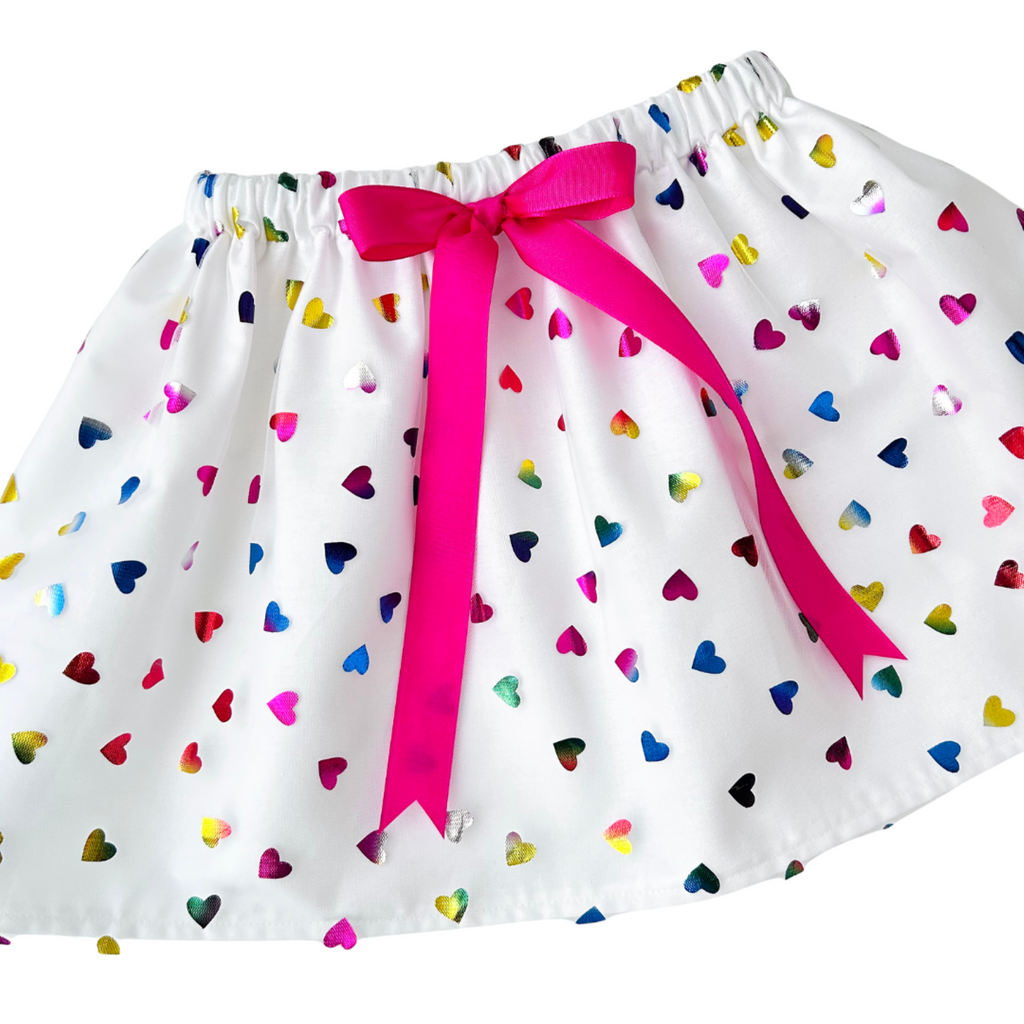 Rainbow Hearts Tutu Skirt